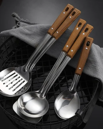5pcs Set Cooking utensils Stainless Steel Kitchen Tool Kitchen Utensils Turner Ladle Rice Scoop Skimmer Rice Soup