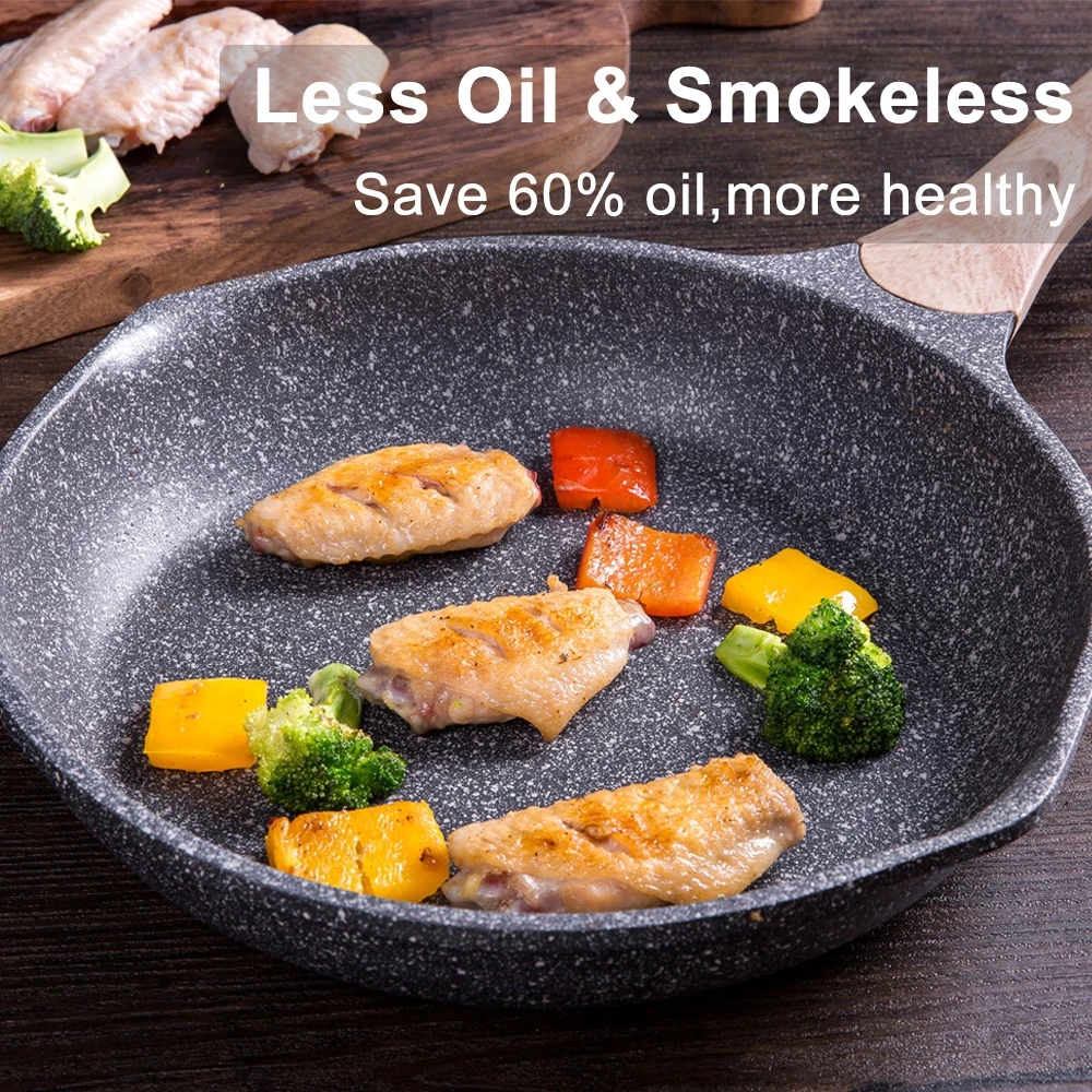 EETEE Granite Frying Pan Non Induction Cooker Cooking Pan Suitable for All Stoves - Image 2