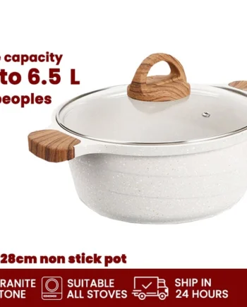 Jeetee Non Stick Casserole Soup Pot With Lid Granite Cooking Pot For Gas Stove & Inclution Cooker
