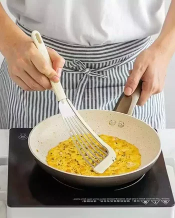 Non-Stick Pan Spatula [Spatula Kuali] - Stainless Steel Hollow Design, Silicone Handle for Fish/Egg/Steak