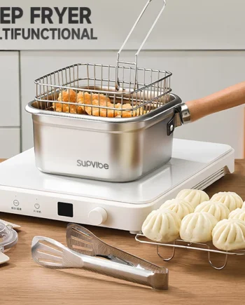 SUPVIBE 6 Pcs Set 304 Stainless Steel Deep Drain Fryer Portable Japanese Tempura Fryer Multifunctional 油炸锅