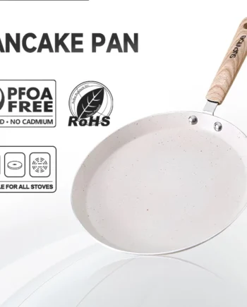 SUPVIBE 26CM Frying Pan Non Stick Crepe Pan Flat Pancake Pan Breakfast Cooker Suitable For All Stove PFOA Free