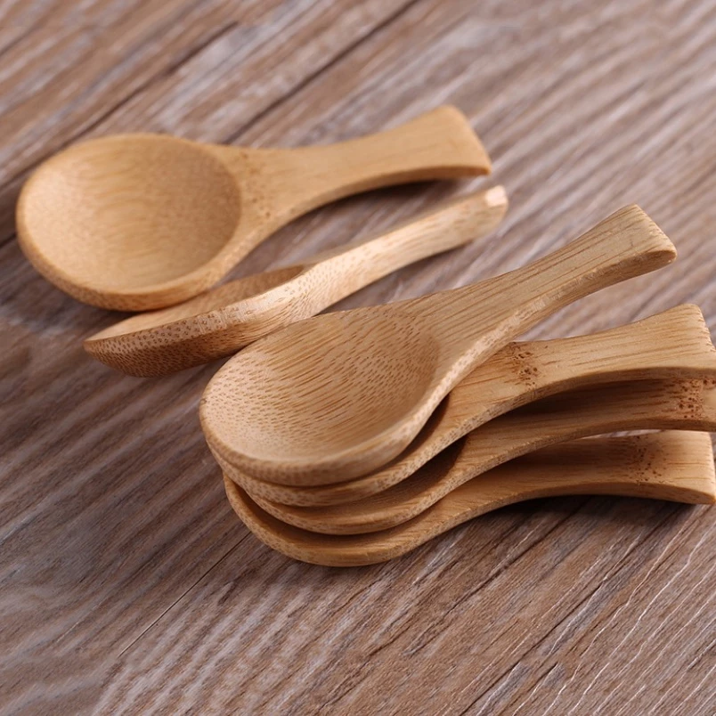 1pcs Mini Bamboo Wooden Scoop Condiment Scoop Flatware Coffee Tea Sugar Spoon Salt Spoon Jam Ice Cream spoon Kitchen Utensils